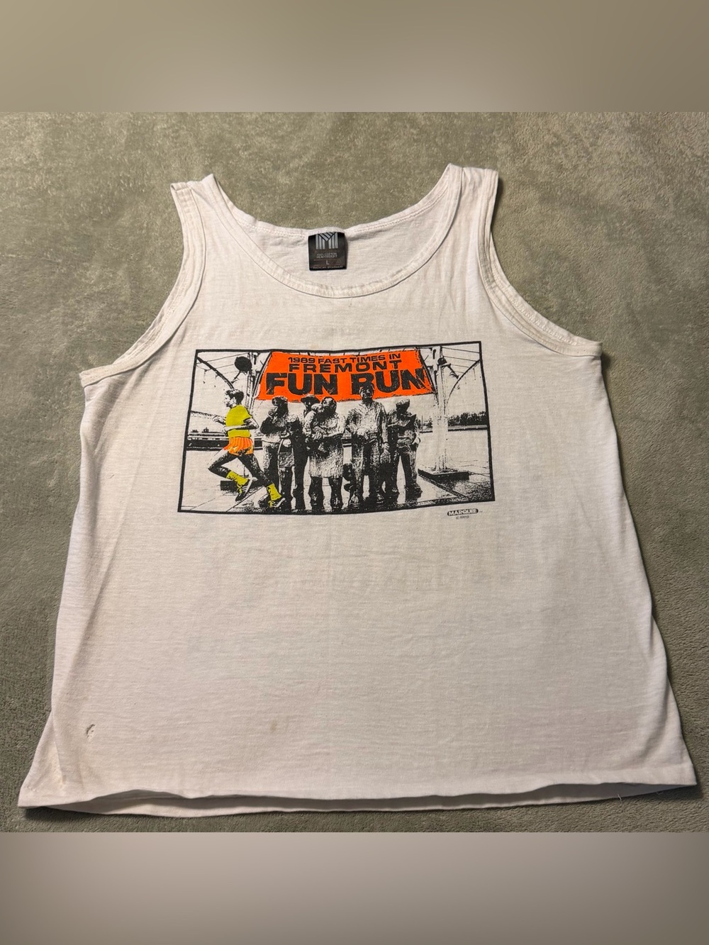Vintage 1989 Fast Times In Fremont Fun Run Marquee Printed Sportswear Tank Large